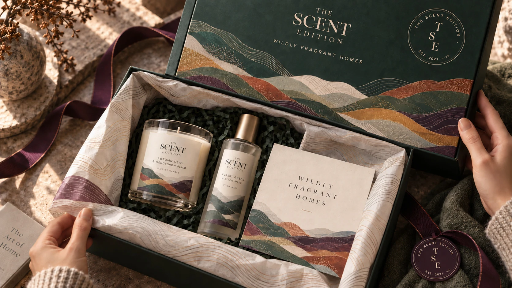 Design visualisation of an opened Scent Edition gift box
