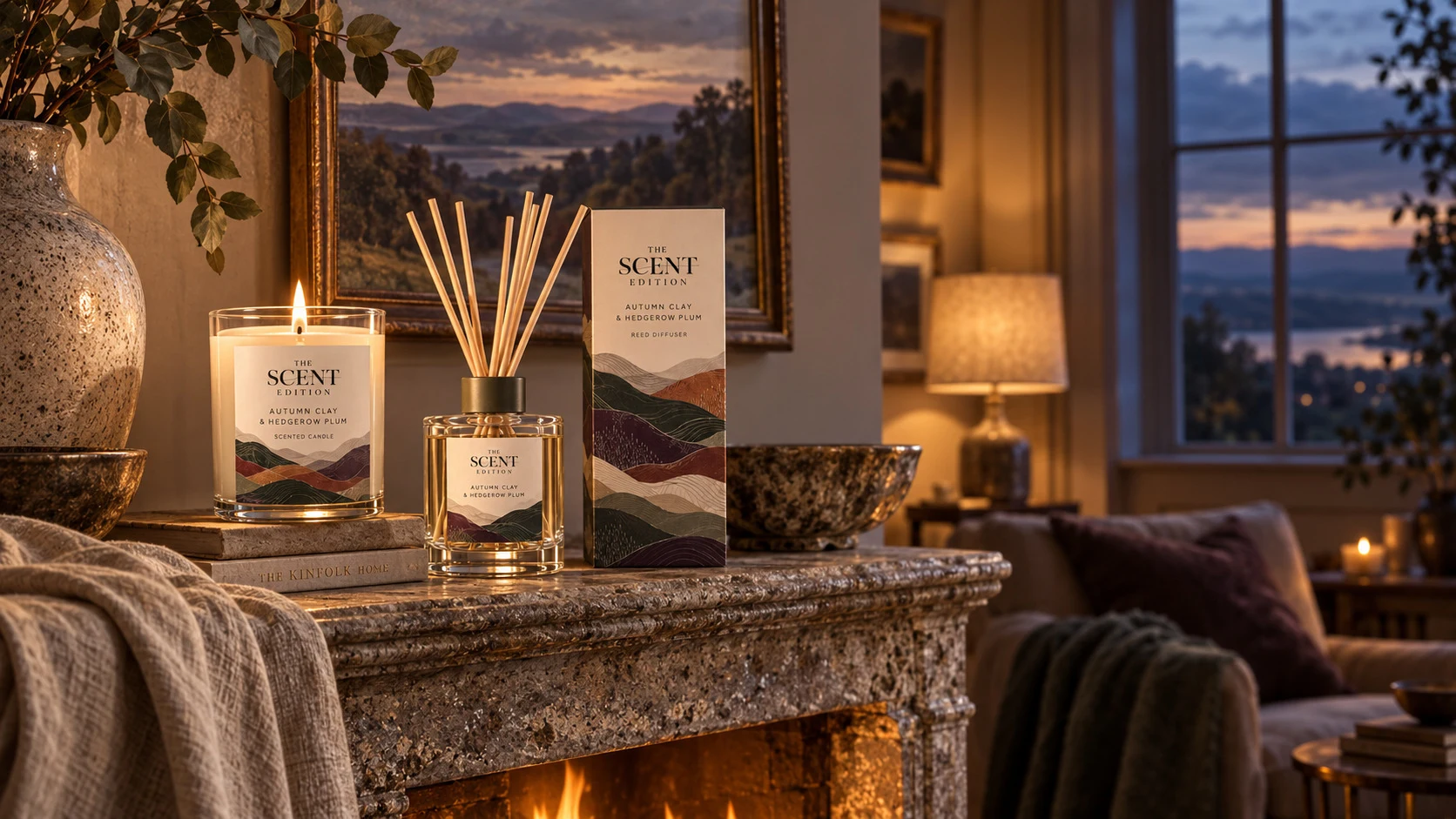 Design visualisation of fragrance products displayed in a home